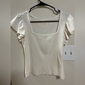 Elegant Cream Ruffle Sleeve Blouse